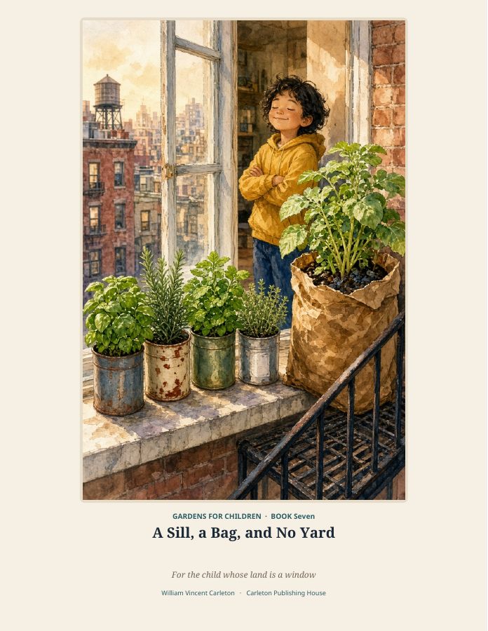 Cover of A Sill, a Bag, and No Yard, For the child whose land is a window, by William Vincent Carleton