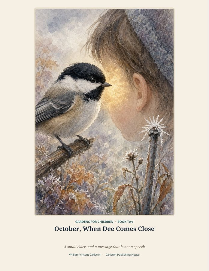 Cover of October, When Dee Comes Close, A small elder, and a message that is not a speech, by William Vincent Carleton