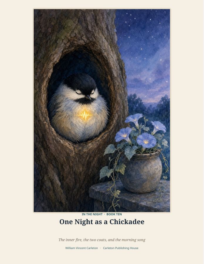 Cover of One Night as a Chickadee, The inner fire, the two coats, and the morning song, by William Vincent Carleton