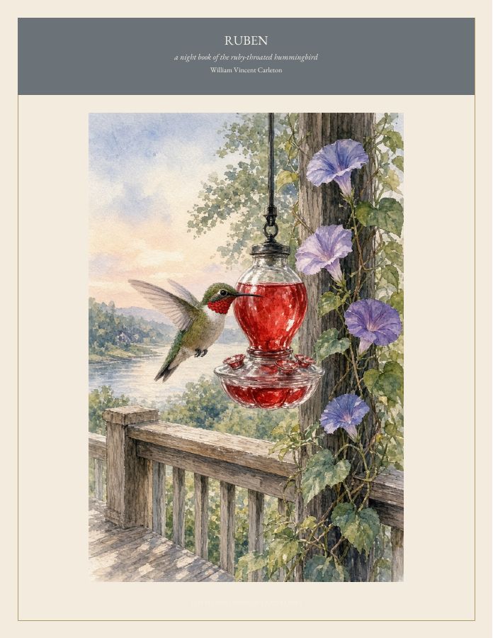 Cover of RUBEN, a night book of the ruby-throated hummingbird, by William Vincent Carleton