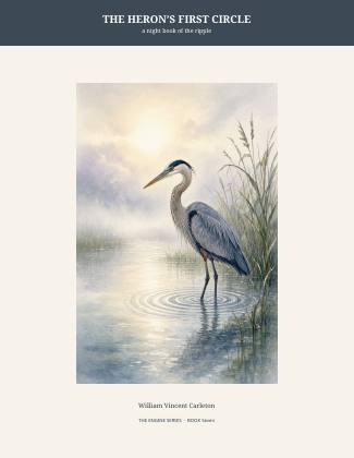 Cover of THE HERON’S FIRST CIRCLE, a night book of the ripple, by William Vincent Carleton