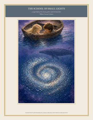 Cover of THE SCHOOL OF SMALL LIGHTS, a night book of the shining sphere and the kind door, by William Vincent Carleton