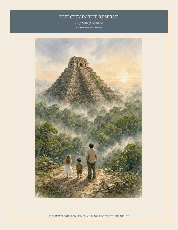 Cover of THE CITY IN THE RESERVE, a night book of Calakmul, by William Vincent Carleton