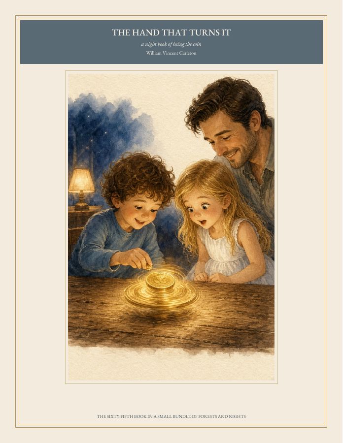 Cover of THE HAND THAT TURNS IT, a night book of being the coin, by William Vincent Carleton