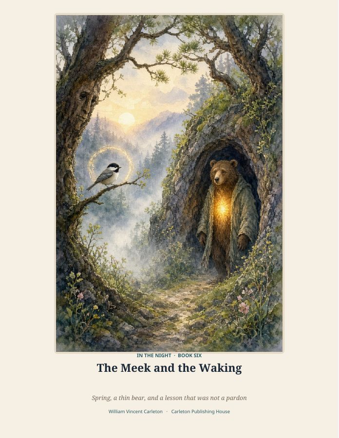 Cover of The Meek and the Waking, Spring, a thin bear, and a lesson that was not a pardon, by William Vincent Carleton