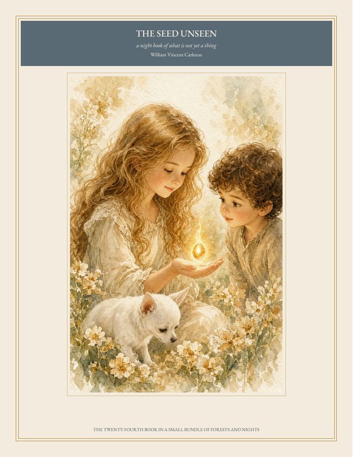 Cover of THE SEED UNSEEN, a night book of what is not yet a thing, by William Vincent Carleton