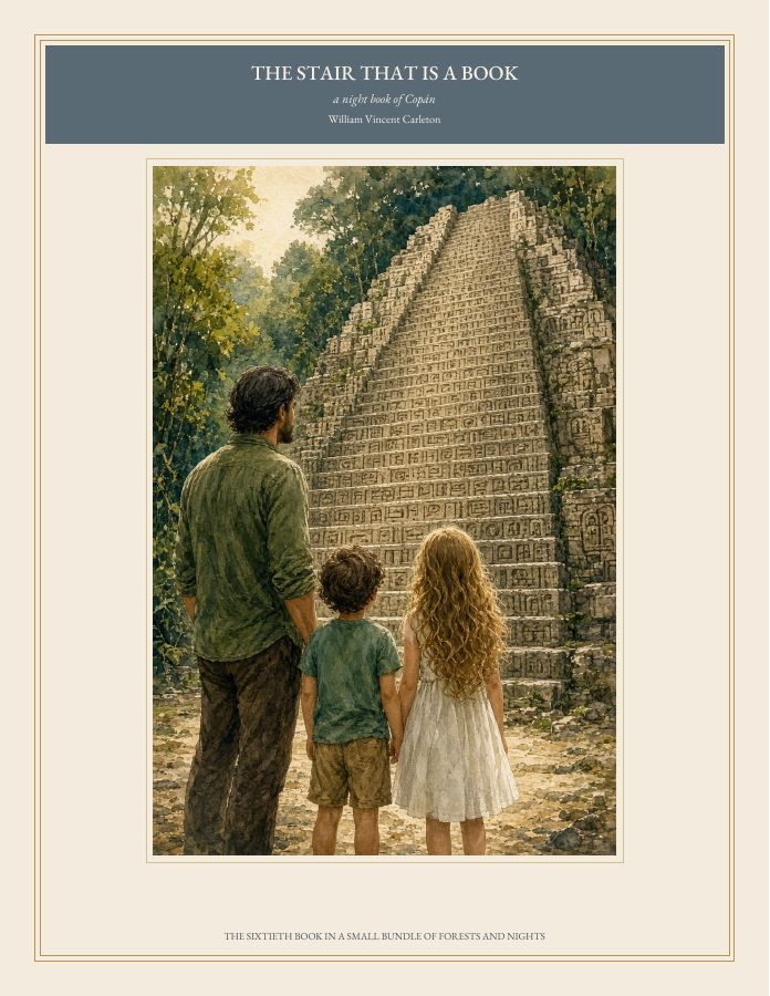 Cover of THE STAIR THAT IS A BOOK, a night book of Copán, by William Vincent Carleton
