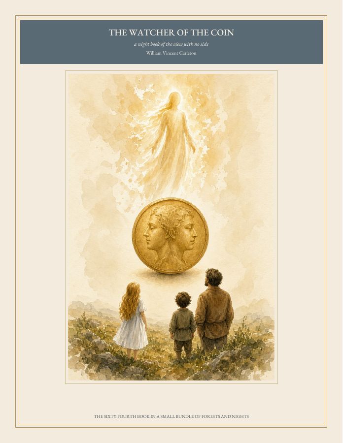 Cover of THE WATCHER OF THE COIN, a night book of the view with no side, by William Vincent Carleton