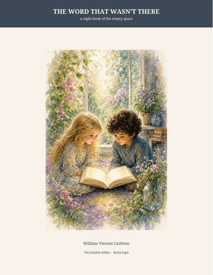 Cover of THE WORD THAT WASN’T THERE, a night book of the empty space, by William Vincent Carleton