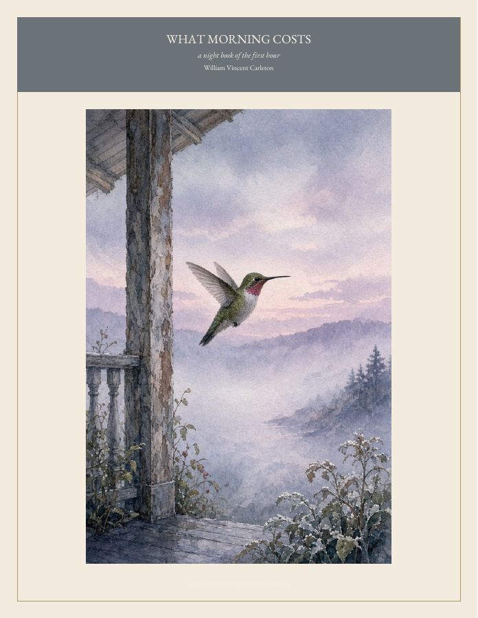 Cover of WHAT MORNING COSTS, a night book of the first hour, by William Vincent Carleton