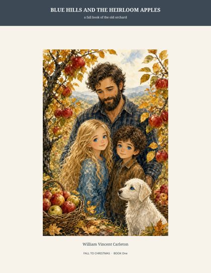 Cover of Blue Hills and the Heirloom Apples, a fall book of the old orchard, by William Vincent Carleton
