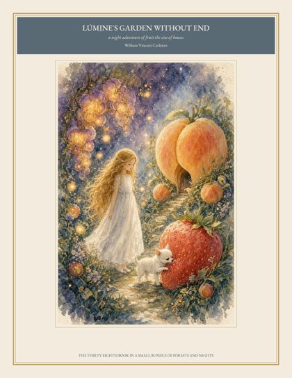 Cover of Lúmine's Garden Without End, a night adventure of fruit the size of houses, by William Vincent Carleton