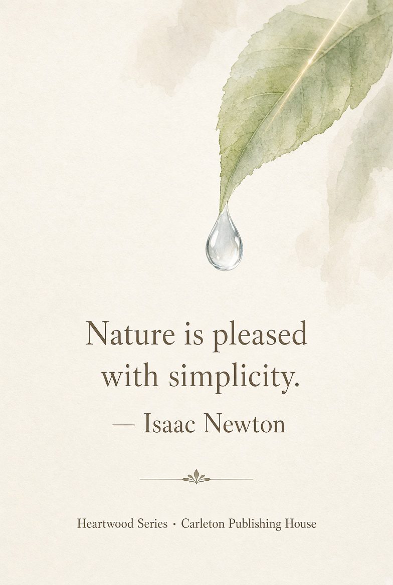 Newton quote card in soft watercolor: Nature is pleased with simplicity