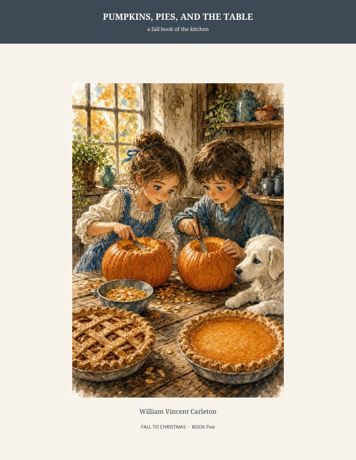 Cover of Pumpkins, Pies, and the Table, a fall book of the kitchen, by William Vincent Carleton