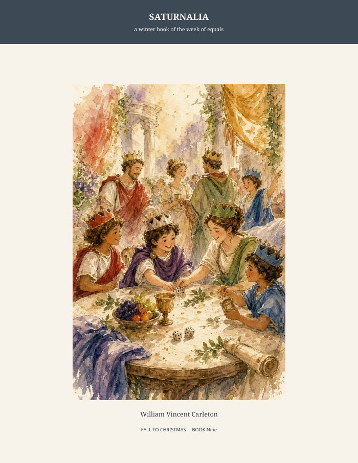 Cover of Saturnalia, a winter book of the week of equals, by William Vincent Carleton