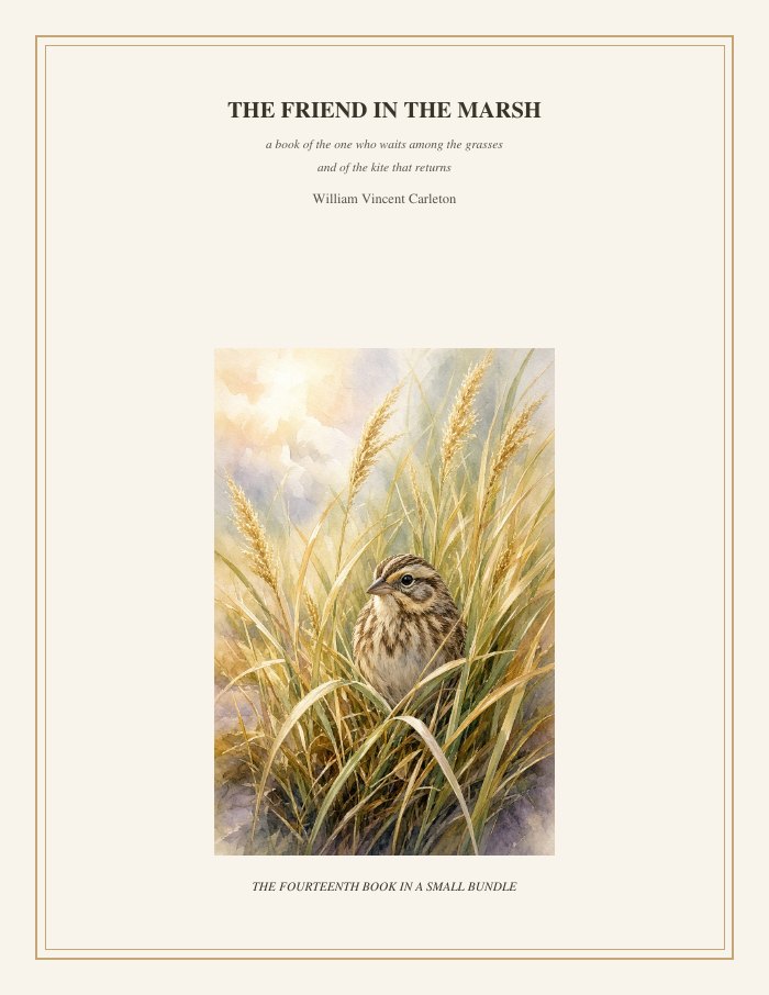 Cover of The Friend in the Marsh, a book of the one who waits among the grasses and of the kite that returns, by William Vincent Carleton