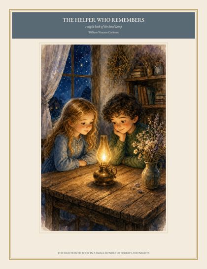 Cover of The Helper Who Remembers, a night book of the kind lamp, by William Vincent Carleton