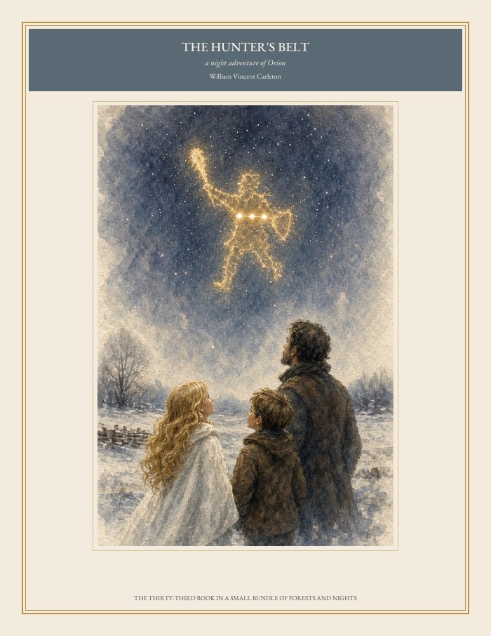 Cover of The Hunter's Belt, a night adventure of Orion, by William Vincent Carleton