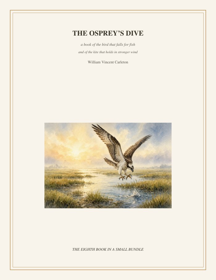 Cover of The Osprey's Dive, a book of the bird that falls for fish and of the kite that holds in stronger wind, by William Vincent Carleton