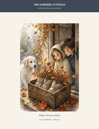 Cover of The Surprise Cuttings, a fall book of the crate at the door, by William Vincent Carleton