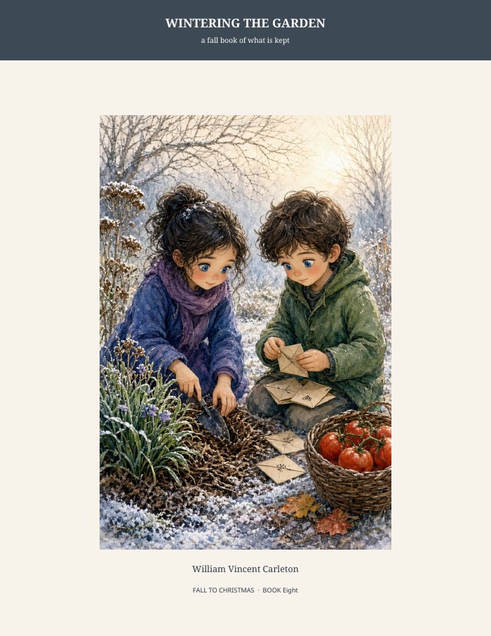 Cover of Wintering the Garden, a fall book of what is kept, by William Vincent Carleton